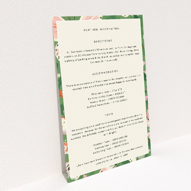 Utterly Printable Butterfly Garden Bliss Wedding Information Insert Card. This image shows the front and back sides together