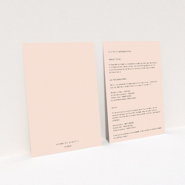 Utterly Printable Camden Minimal Wedding Information Insert Card. This image shows the front and back sides together