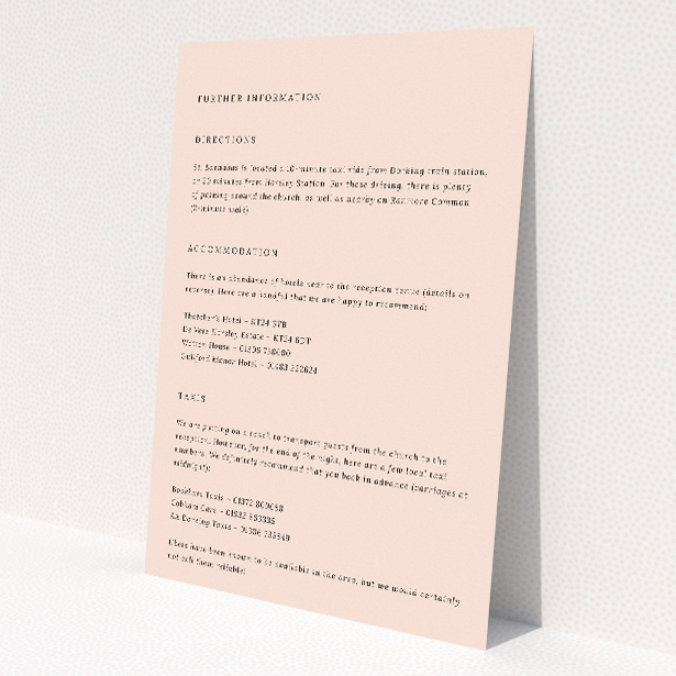 Utterly Printable Camden Minimal Wedding Information Insert Card. This is a view of the front