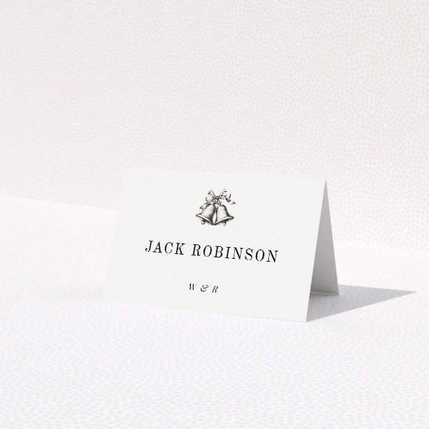 Chiming place cards for elegant wedding stationery suite. This is a third view of the front