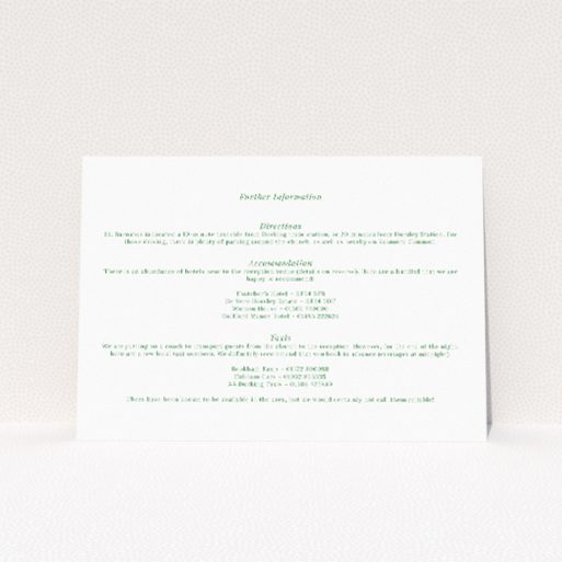 Coordinates wedding information insert card by Utterly Printable. This is a view of the front