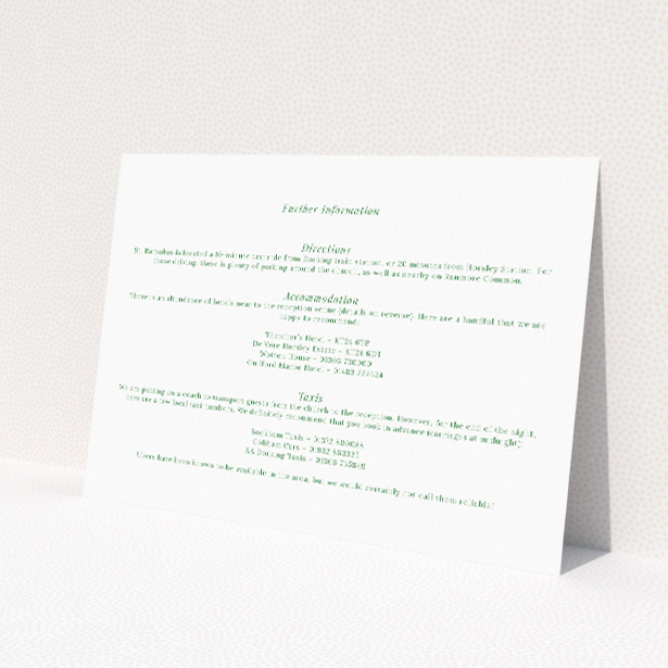 Coordinates wedding information insert card by Utterly Printable. This is a view of the front