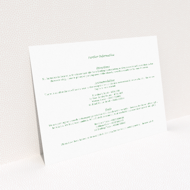 Coordinates wedding information insert card by Utterly Printable. This image shows the front and back sides together