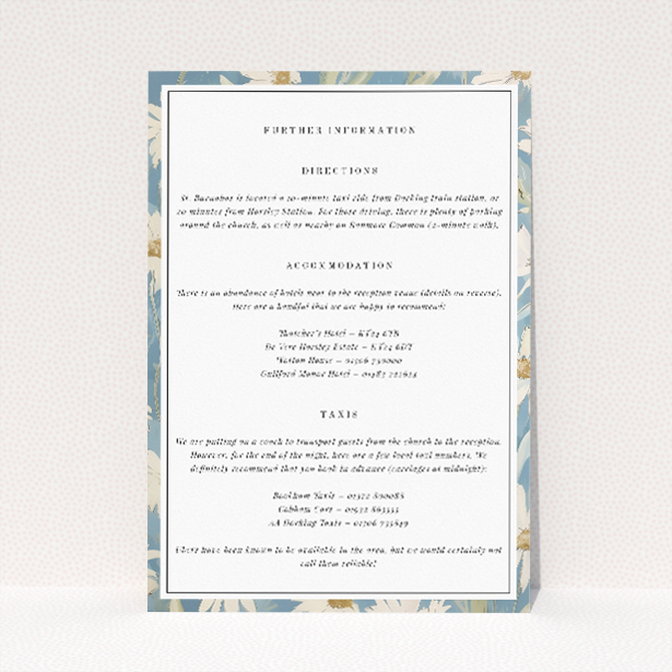 Utterly Printable Daisyfield Elegance Wedding Information Insert Card. This is a view of the front