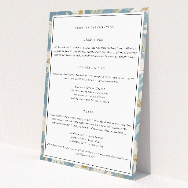 Utterly Printable Daisyfield Elegance Wedding Information Insert Card. This image shows the front and back sides together