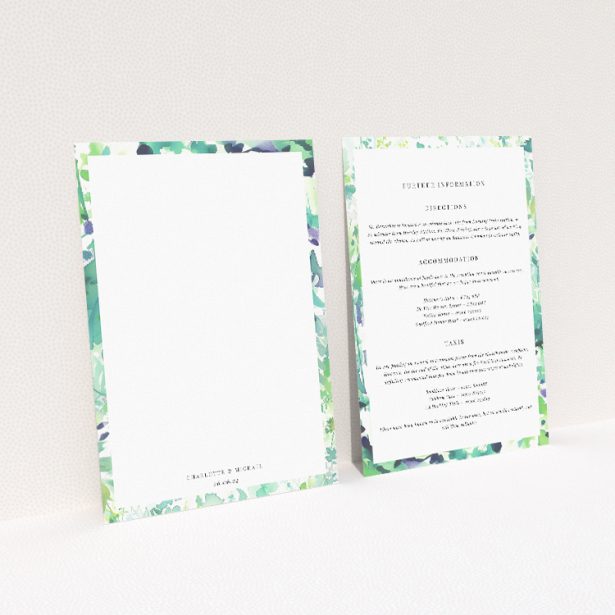 Utterly Printable Dappled Wedding Information Insert Card. This image shows the front and back sides together