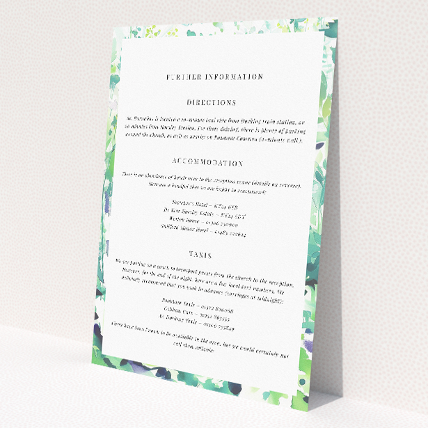 Utterly Printable Dappled Wedding Information Insert Card. This is a view of the front