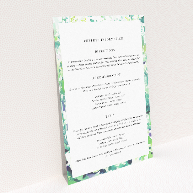 Utterly Printable Dappled Wedding Information Insert Card. This image shows the front and back sides together