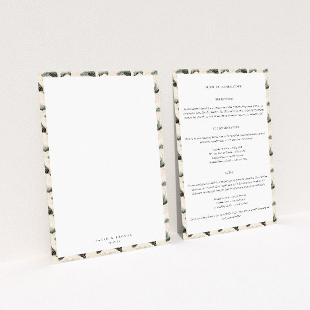 Utterly Printable Deco Wave Elegance Wedding Information Insert Card. This image shows the front and back sides together