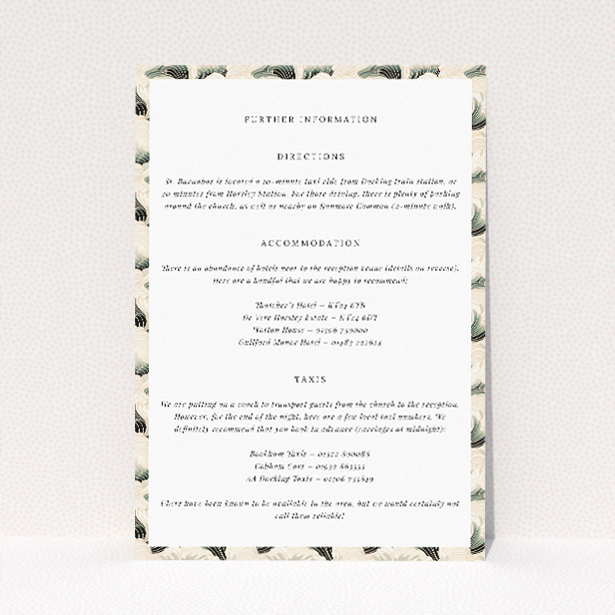 Utterly Printable Deco Wave Elegance Wedding Information Insert Card. This is a view of the front