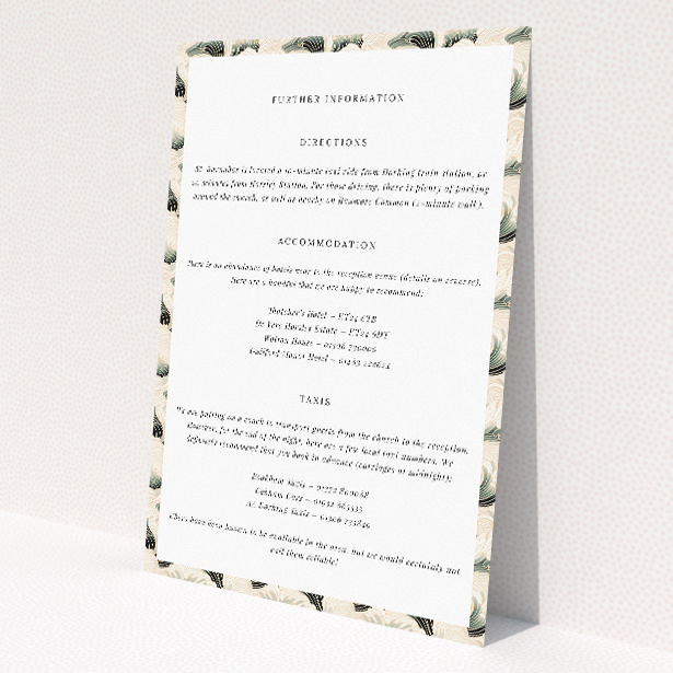 Utterly Printable Deco Wave Elegance Wedding Information Insert Card. This is a view of the front