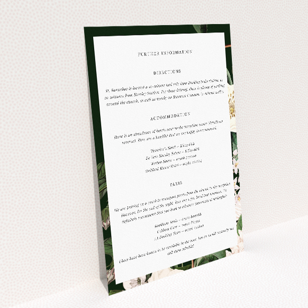 Utterly Printable Engraved Elegance Wedding Information Insert Card. This image shows the front and back sides together