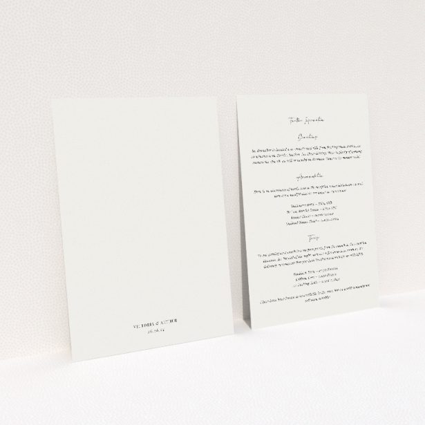 Utterly Printable Fitzrovia Script Wedding Information Insert Card. This image shows the front and back sides together