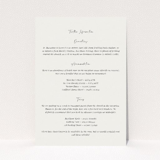 Utterly Printable Fitzrovia Script Wedding Information Insert Card. This is a view of the front