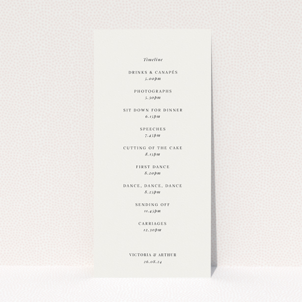 "Fitzrovia Script wedding menu template with classic elegance and contemporary twist, ideal for timeless charm with a modern edge.". This is a view of the back