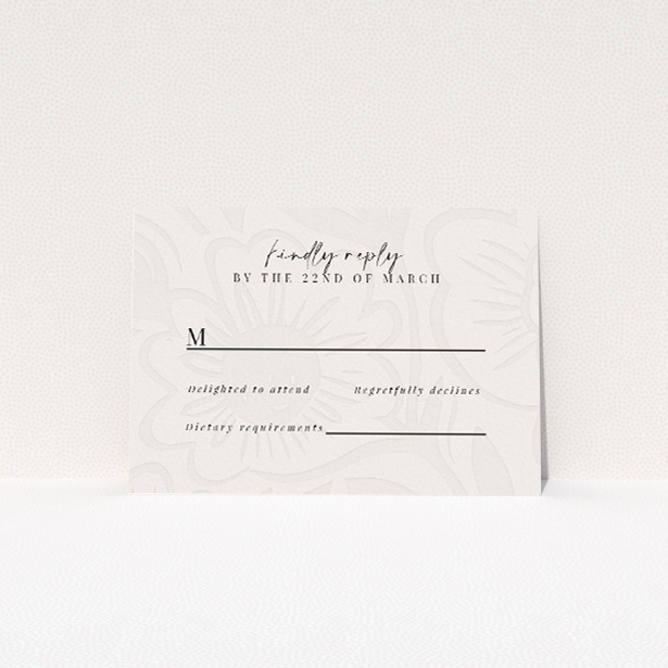 Utterly Printable Floral Behind RSVP card - Subtle elegance with soft ivory tones and delicate floral motifs, capturing refined sophistication for serene and graceful wedding aesthetic This is a view of the front