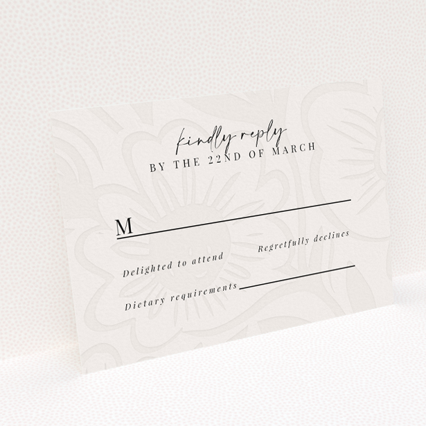Utterly Printable Floral Behind RSVP card - Subtle elegance with soft ivory tones and delicate floral motifs, capturing refined sophistication for serene and graceful wedding aesthetic This is a view of the back
