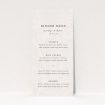 Utterly Printable Floral Behind wedding menu featuring timeless charm and delicate hand-drawn florals on a soft ivory canvas This is a view of the front