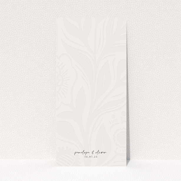 Utterly Printable Floral Behind wedding menu featuring timeless charm and delicate hand-drawn florals on a soft ivory canvas This is a view of the back