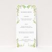 Charming Greenwich Garden Wedding Menu Design with Fresh Florals and Greens, Inspired by English Gardens. This is a view of the front