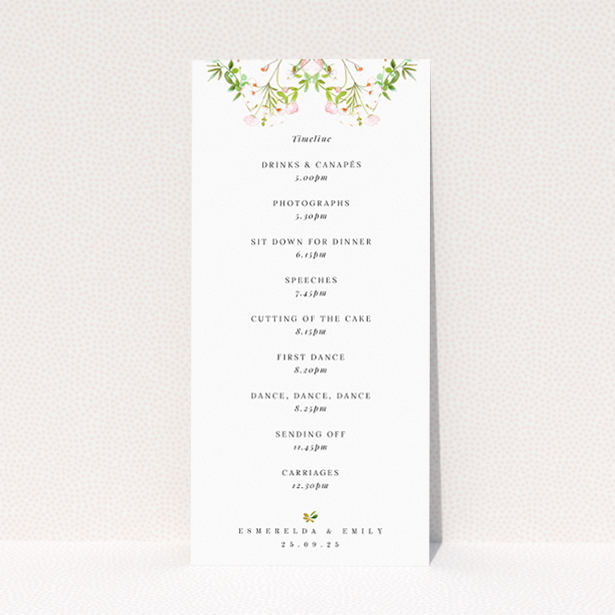 Charming Greenwich Garden Wedding Menu Design with Fresh Florals and Greens, Inspired by English Gardens. This is a view of the back