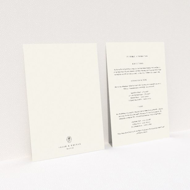 Utterly Printable Heritage Crest Wedding Information Insert Card. This image shows the front and back sides together