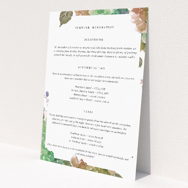 Utterly Printable Hibernian Harmony Wedding Information Insert Card. This is a view of the front