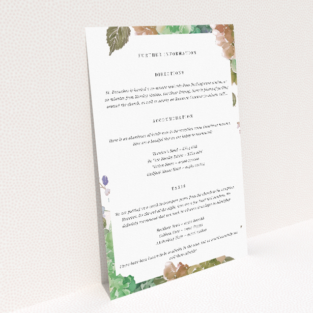 Utterly Printable Hibernian Harmony Wedding Information Insert Card. This image shows the front and back sides together