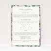 Lilac Blossom wedding information insert card with lilac and sage green floral design. This is a view of the front