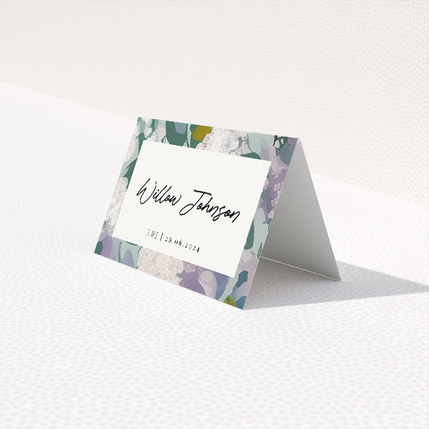 Lilac Blossom place cards for enchanting wedding stationery suite. This is a third view of the front