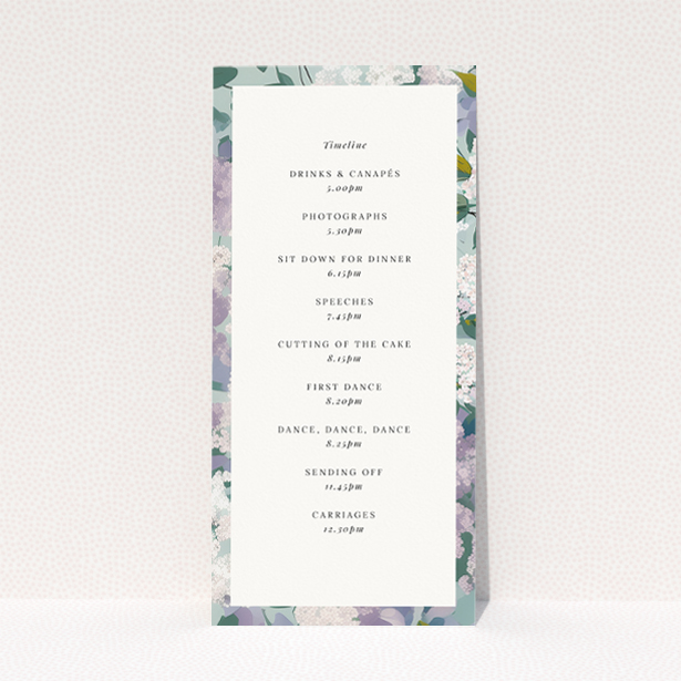 Utterly Printable Lilac Blossom Wedding Menu - Elegant floral wedding menu design with lilac and sage green florals on a white canvas, featuring sophisticated script and classic typography This is a view of the back