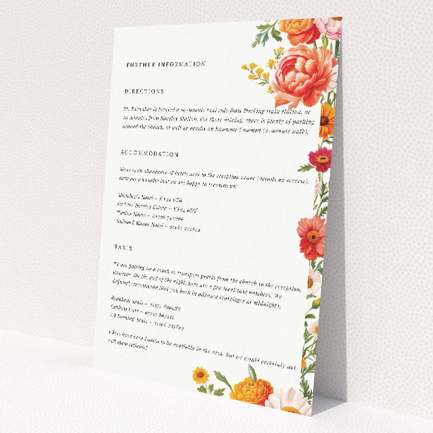 Utterly Printable Marigold Meadow Wedding Information Insert Card. This is a view of the front