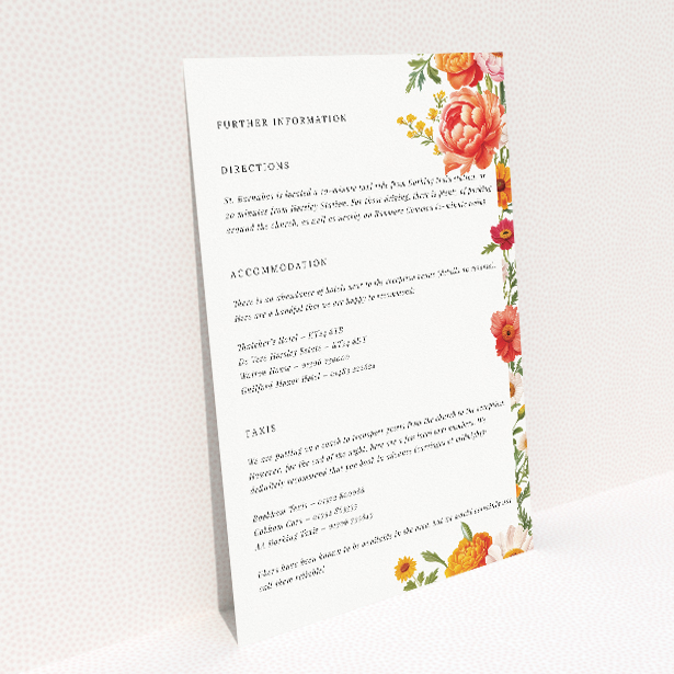 Utterly Printable Marigold Meadow Wedding Information Insert Card. This image shows the front and back sides together