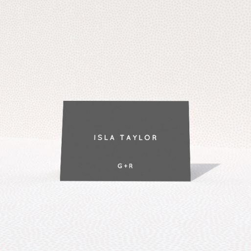 Midnight Monogram place cards for elegant wedding stationery suite. This is a view of the front