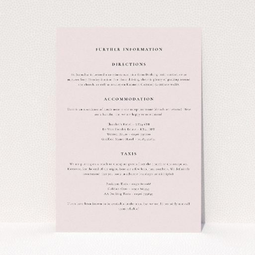 Wedding information insert card with clean, neutral-toned backdrop and thoughtful typography, part of the "Minimalist Chic Simplicity" suite, embodying understated elegance and modern sophistication for a stylish yet understated wedding announcement This is a view of the front