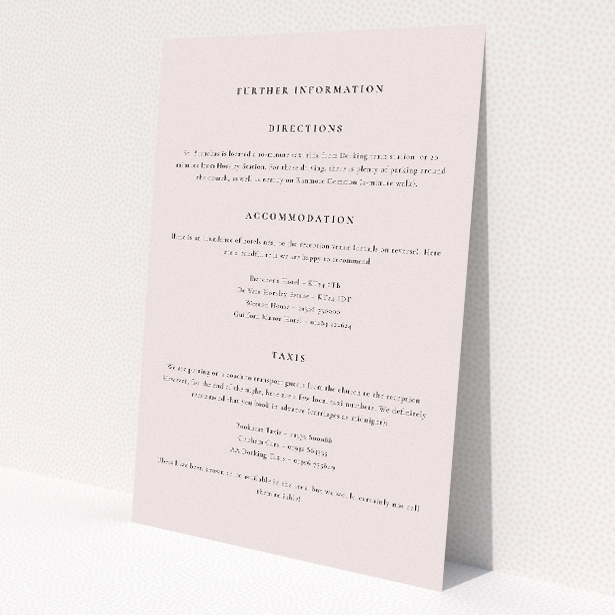 Wedding information insert card with clean, neutral-toned backdrop and thoughtful typography, part of the 'Minimalist Chic Simplicity' suite, embodying understated elegance and modern sophistication for a stylish yet understated wedding announcement This is a view of the front