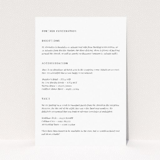 Minimalist Elegance information insert - Utterly Printable. This is a view of the front