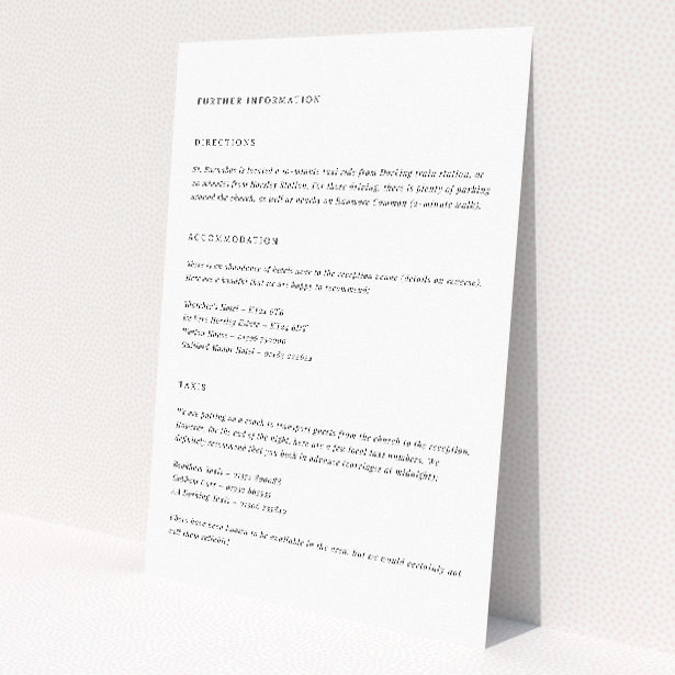 Minimalist Elegance information insert - Utterly Printable. This image shows the front and back sides together