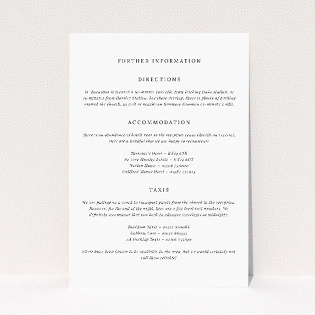 Minimalist Sprig wedding information insert card with botanical illustration. This is a view of the front