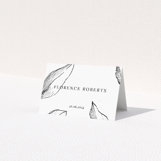 Minimalist Sprig place cards for elegant wedding stationery suite. This is a third view of the front