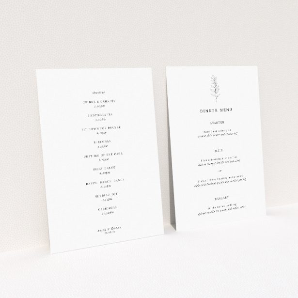 Utterly Printable Minimalist Sprig wedding menu template featuring clean lines and botanical charm, perfect for contemporary weddings with refined taste This image shows the front and back sides together