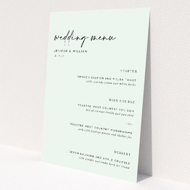 Stylish Modern Calligraphy Wedding Menu Template - Utterly Printable. This image shows the front and back sides together