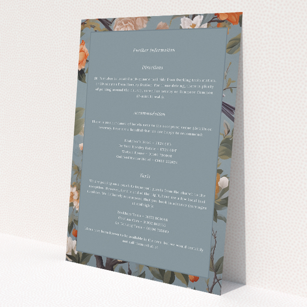 Utterly Printable Orchard Blossom Elegance Wedding Information Insert Card. This image shows the front and back sides together