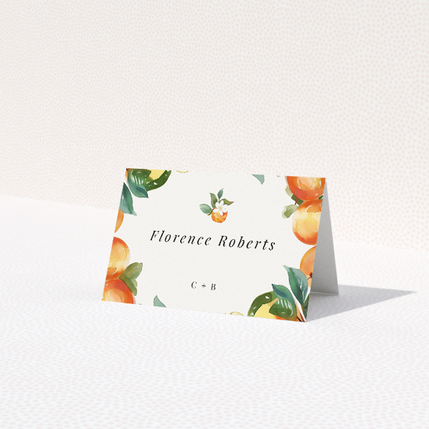 Orchard Blossom place cards - Complementing the blooming garden theme with a touch of elegance, ideal for weddings seeking a bright and airy aesthetic This is a third view of the front
