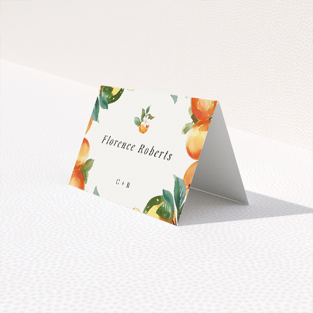 Orchard Blossom place cards - Complementing the blooming garden theme with a touch of elegance, ideal for weddings seeking a bright and airy aesthetic This is a third view of the front