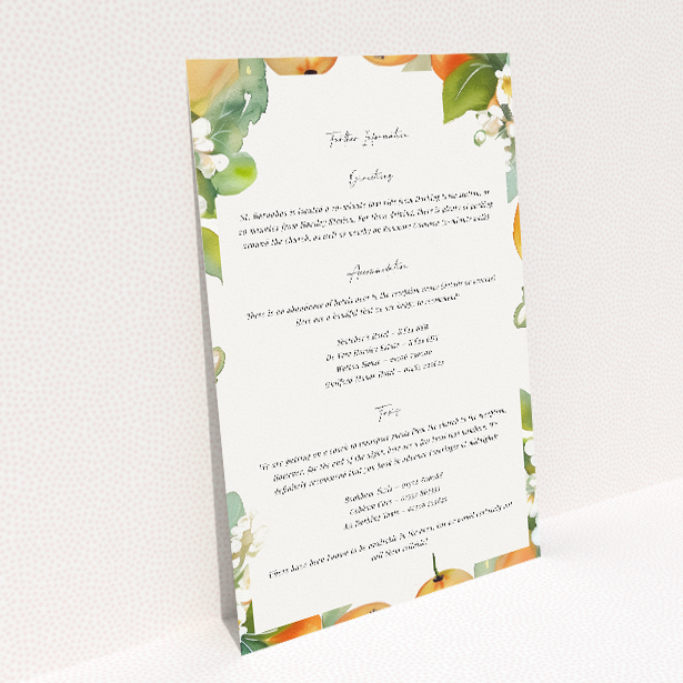 Orchard Blossom wedding information insert - Utterly Printable. This image shows the front and back sides together