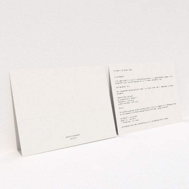 Pall Mall Minimal wedding information insert card by Utterly Printable. This image shows the front and back sides together
