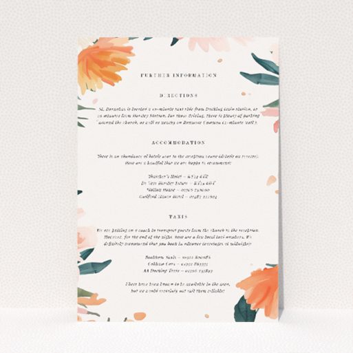 Wedding information insert card with delicate botanical illustrations in soft pastel hues, part of the "Pastel Botanical Elegance" stationery suite, reflecting natural grace and understated elegance for a serene celebration This is a view of the front