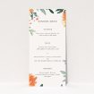 Serene Pastel Botanical Elegance Wedding Menu Design with Delicate Botanical Motifs on Soft Pastel Background. This is a view of the front
