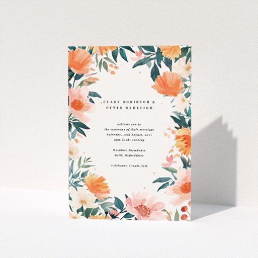 Utterly Printable Pastel Botanical Elegance Wedding Order of Service Booklet. This is a view of the front